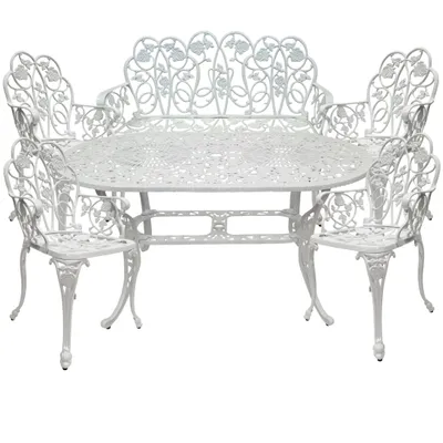 Produktbild von abc HOME | Gartenmöbel Set 6tlg. | Gartentisch | Gartenstühle | Gartenbank | Aluminiumguss | Jugendstil