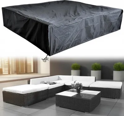 Immagine prodotto di Mucola copertura protettiva mobili da giardino copertura telone set divano divano tavolo resistente alle intemperie nero - gruppo sedute 240x240x52
