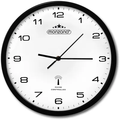 Produktbild von MONZANA® Funk Wanduhr Ø 31cm – Geräuscharm & Modern Automatische Zeitumstellung – Große Quarzuhr Analog – Für Wohnzimmer, Küche, Büro – Schwarz-Weiß