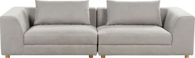 Produktbild von BELIANI Sofa Hellgrau Stoffbezug 3-Sitzer Dicke Polsterung Breite Armlehnen mit Holzfüßen Kissen Freistehend Modern Wohnzimmer Ausstattung Sitzmöbel