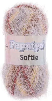 100g Farbverlaufsgarn Papatya Softie Fransenstrickgarn Fransen-Wolle Strickgarn Weiß-Bunt