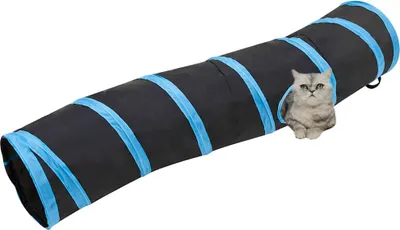 Produktbild von vidaXL Katzentunnel in S-Form Schwarz und Blau 122 cm Polyester