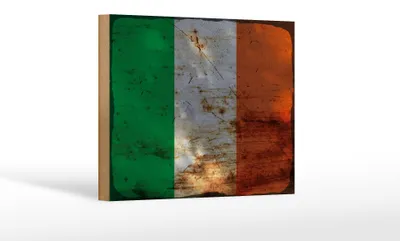 Produktbild von Holzschild Flagge Irland 18x12 cm Flag of Ireland Rost Dekoration