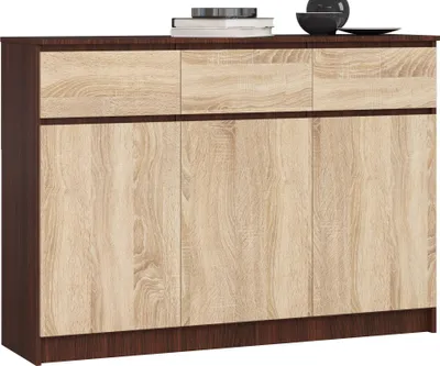 Immagine prodotto di Akord Mobile 3 Ante 3 Cassetti Wengé/Rovere Sonoma 138X40X99 Cm