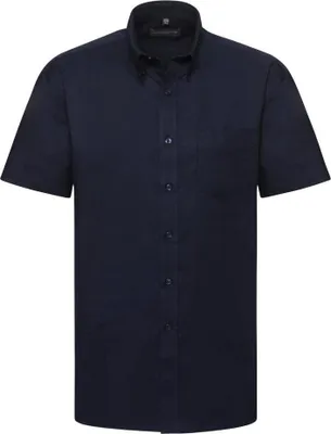 Produktbild von Russell Collection Oxford Herren Hemd, Kurzarm, pflegeleicht FK746 (Kragenweite 38) (Helles Marineblau)