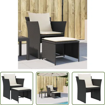 Immagine prodotto di The Living Store Sedia da giardino con poggiapiedi in poly rattan nero