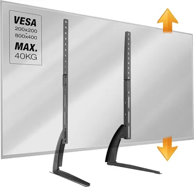 Productafbeelding van Universeel - Tv - Standaard - In hoogte verstelbaar - Voor 30-65 inch tot 40 kg - Max. VESA 800x400 - Stabiel staal - Zwart