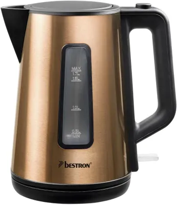 Produktbild von Kabelloser Wasserkocher 1,7 L, 2200 W, Kupfer‑Optik, 360° Basis, verdecktes Edelstahl‑Heizelement, Kalkfilter, Kochstopp‑Automatik & Trockenlaufschutz