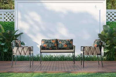 Immagine prodotto di Gruppo di sedute Set di sedute verde Divano 3 pezzi mobili da giardino poltrona