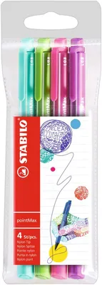 Produktbild von Filzschreiber - STABILO pointMax - 4er Pack - Designfarben - eisgrün, hellgrün, rosarot, lila