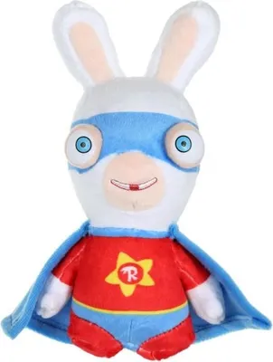 Immagine prodotto di Peluche Lapins Crétins Supereroe Rosso Sonore, 18 cm, peluche coniglietti supereroi, per bambini e bambine, dalla nascita