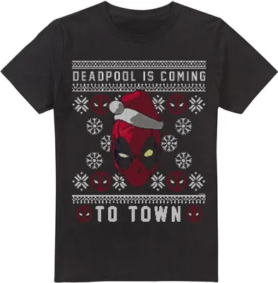 Immagine prodotto di Deadpool - Maglietta "Coming To Town" da uomo TV3545 (3XL) (Nero)