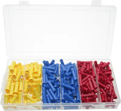 Image de 250 x Assortiment de cosses de câble CONNECTEURS isolés ROUGE BLEU JAUNE 0,5.0-6,0 mm²