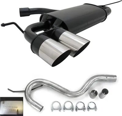 Produktbild von JOM Stahl Sportauspuff 2x76 rund scharf Audi VW Golf Golf Scirocco Edelstahl End
