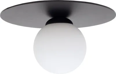 Produktbild von Deckenlampe Metall Glas E27 Ø 20 cm Schwarz Weiß Kugel Schirm rund