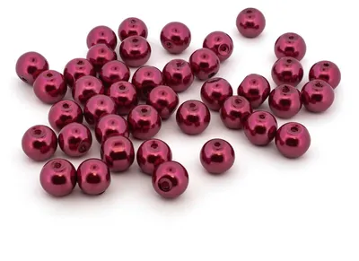 Produktbild von Vintageparts Glaswachsperlen kamelienrot rund 8 mm, Fädelloch 1,0 mm, 40 Stück