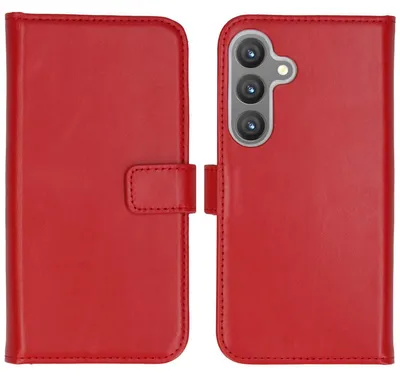 Imagen del producto de Funda de Cuero Auténtico tipo Libro para Samsung Galaxy S24 - Rojo