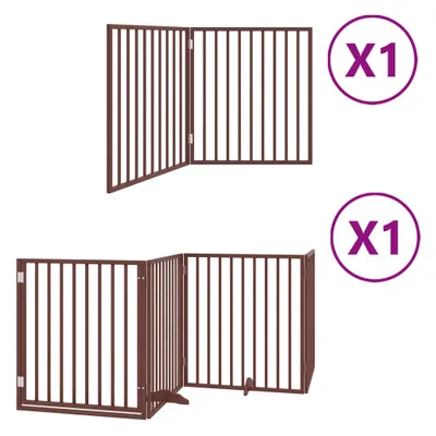 Immagine prodotto di vidaXL Cancelletto per cani a 6 pezzi con porta Pieghevole Marrone 480 cm Legno di pioppo