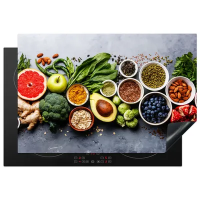 Obrázek produktu pro KitchenYeah® Krycí deska na sporák ovoce - beton - zelenina, 78x52cm, dekorace do kuchyně, keramická krycí deska, krycí deska na varnou desku
