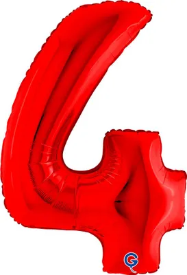 Image de Ballon gonflable numéro 4 rouge 102cm extra large