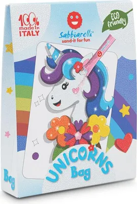 Produktbild von Sabbiarelli Sandmalerei Set Einhorn - Kreativtasche mit Marmorsand