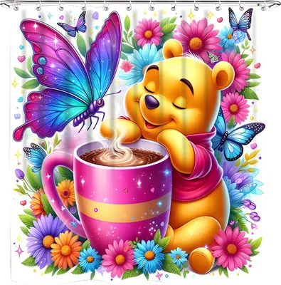 Imagen del producto de Cortina decorativa multifuncional de 180x180 cm - Winnie the Pooh y chocolate caliente