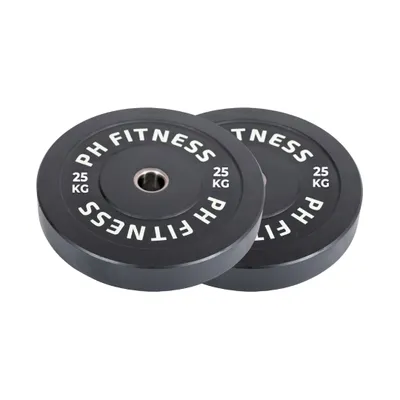 Immagine prodotto di PH Fitness Olympic Bumper Plates 25KG Set - piastre di peso in gomma da 50 mm - piastre di peso per la palestra - sollevamento pesi e allenamento della forza