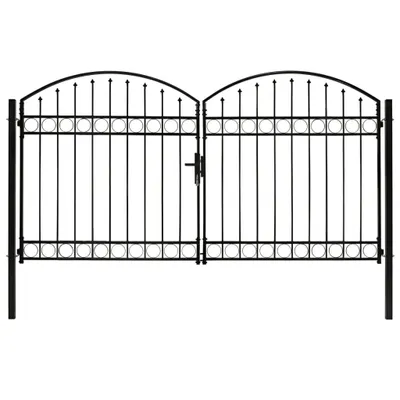 Zdjęcie produktu dla vidaXL Brama ogrodzeniowa dwuskrzydłowa łukowa stalowa 300x175 cm czarna