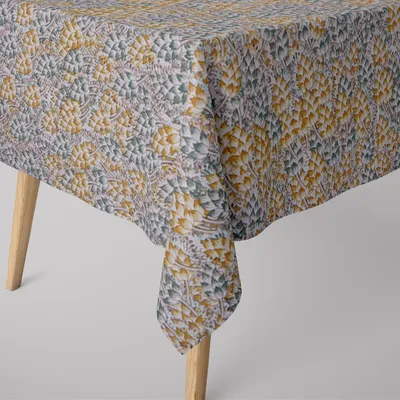 Produktbild von SCHÖNER LEBEN. Tischdecke Gräser Ähren weiß grün ocker braun Größe 130x200cm