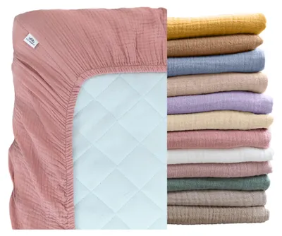 Produktbild von Musselin Bettlaken Baby 60x120 & 70x140 mit Rundum-Gummizug