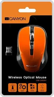 Obrázek produktu pro CANYON my optick bezdrtov CMSW1, nastaviteln rozlien 800/1000/1200 dpi, 4 tl, USB nano reciever, oranov