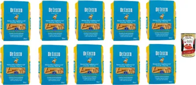 Produktbild von De Cecco Mezza Zita Tagliata N°117 100% Italienisch Pasta Nudeln 10x 500g + Italian Gourmet Polpa 400g