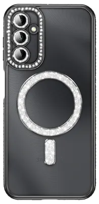Image de Avizar, coque pour Galaxy A14 4G / 5G, compatible MagSafe, avec bordure incrustée de strass, noire