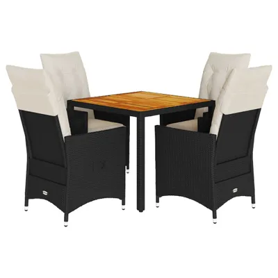 Obrázok produktu pre vidaXL 5-dielny záhradný jedálenský set s vankúšmi Black Poly Rattan
