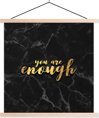 Produktbild von MuchoWow® Textilposter Zitate - Selbstvertrauen - Gold - Marmor 120x120 cm mit holzfarbenen Rahmen - Textil-Poster