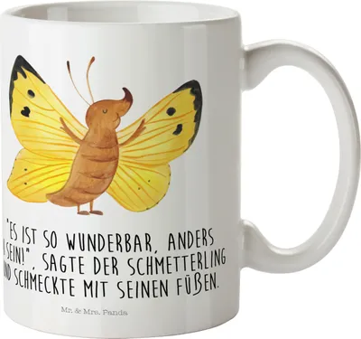 Produktbild von Mr. & Mrs. Panda Pott Schmetterling Zitronenfalter - Weiß - Geschenk, Tiere, Mehrwegbecher, Kinderbecher, Schmetterlinge, Haferl, Plastikbecher, Motivation, Fakt, Liebe