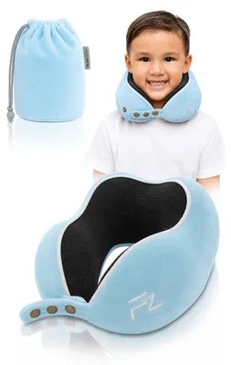 Imagen del producto de FLOWZOOM COMFY Kids Almohada de viaje viscoelástica, talla S desde 3 años, azul