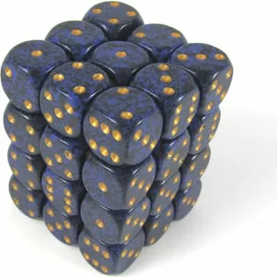 Produktbild von Chessex Goldener Kobalt Gesprenkelte D6 12mm Würfel Set 36 Stück