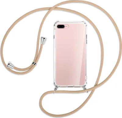 Produktbild von Handykette Backcover-Schutzhülle mit Band (Metall silberfarben) für Apple iPhone 7 Plus / 8 Plus - beige