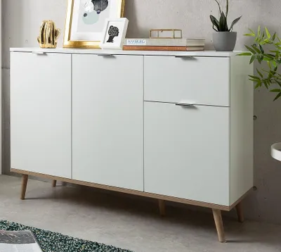 Produktbild von Kommode Sideboard Oslo 2 | Skandinavisch | weiß / Sonoma Eiche
