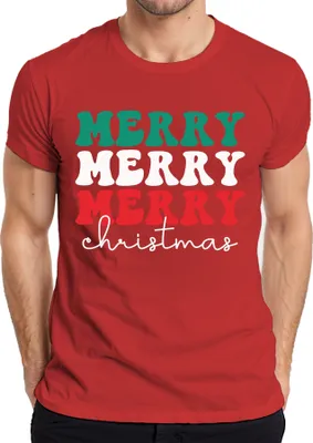 Produktbild von Merry Merry Merry Christmas - Weihnachten Weihnachtsgeschenk Christmas Herren T-Shirt, Rot, L