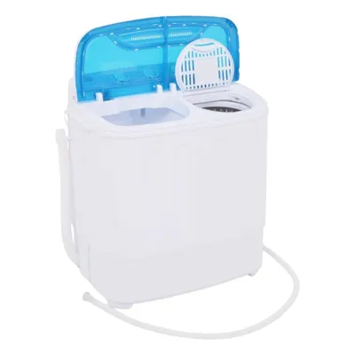 Productafbeelding van AIORBER Mini wasmachine met dubbele trommel, 5,6 kg, compact, geschikt voor kamperen, met timer, afmetingen 57,5 x 34 x 65 cm, wit