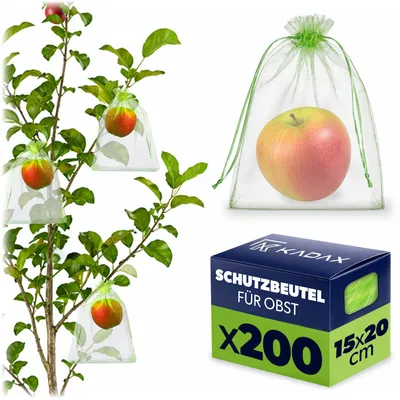 Produktbild von KADAX Traubenschutzbeutel 15x20 cm, 200 Stück, Fruchtschutzbeutel mit Kordelzug, effektiver Schutz für Weintrauben vor Insekten, Vögeln und Schädlingen im Garten
