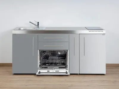 Produktbild von Stengel Miniküche MPGS 180 A Edelstahl mit Kühlschrank und Geschirrspüler