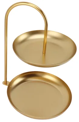 Image de Dessert Rack Fruit Stand Round 2 Tier Iron Display Holder for Party Wedding Birthday Home Gold