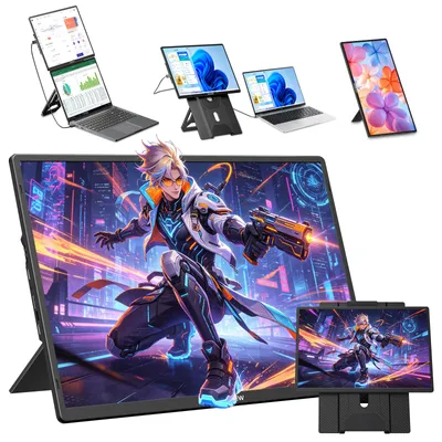 Produktbild von Blackview Table 9, 16 Zoll FHD tragbarer Monitor, 650g, SÜD , 360° Drehständer, Plug&Play, Kompatibel mit Mac/Win/Android