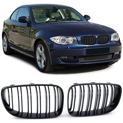 Image de Calandre avant noire brillante pour BMW Série 1 (E81, E82, E87, E88) de 2007 à 2012