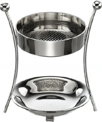 Produktbild von Räucherstövchen Messing vernickelt Silber Höhe 9 cm mit 2. Sieb und Teelicht