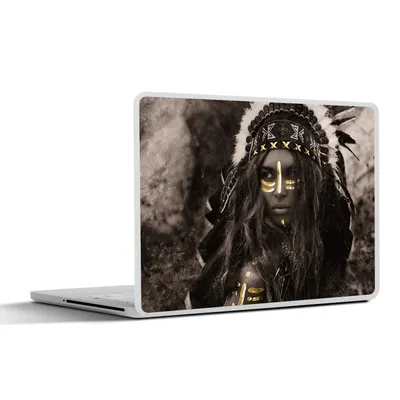 Produktbild von MuchoWow® Laptop Aufkleber Sticker Cover Frau - Indianerkleid - Gold 30x22 cm - Laptop-Sticker