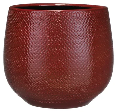 Produktbild von Mica Decorations Blumentopf - rot- gerippt - Keramik - 25 x 20 cm